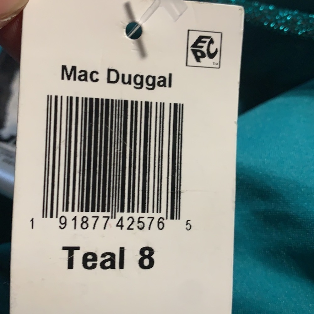 NWT Mac Duggal Green/Teal Embellished Sparkle A-Line Pleated Halter Gown Size 8 - Picture 11 of 11